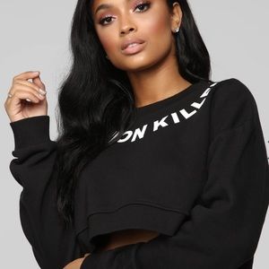 Black Fashion Killer Distressed Sweatshirt